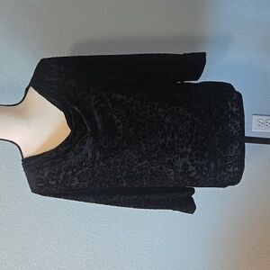 WEATHERPROOF Burnout Velvet Blouse 3/4 Sleeve Drape Neck Whimsigoth Vintage XL